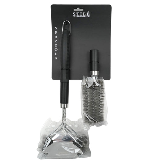 SPAZZOLA BBQ CON DOPPIA TESTINA IN ACCIAIO INOX