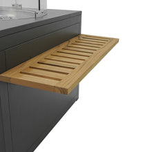 STUFA CAMINETTO A GAS DA ESTERNO IN ALLUMINIO E TEAK CON TAVOLO INTEGRATO - HELSINKI