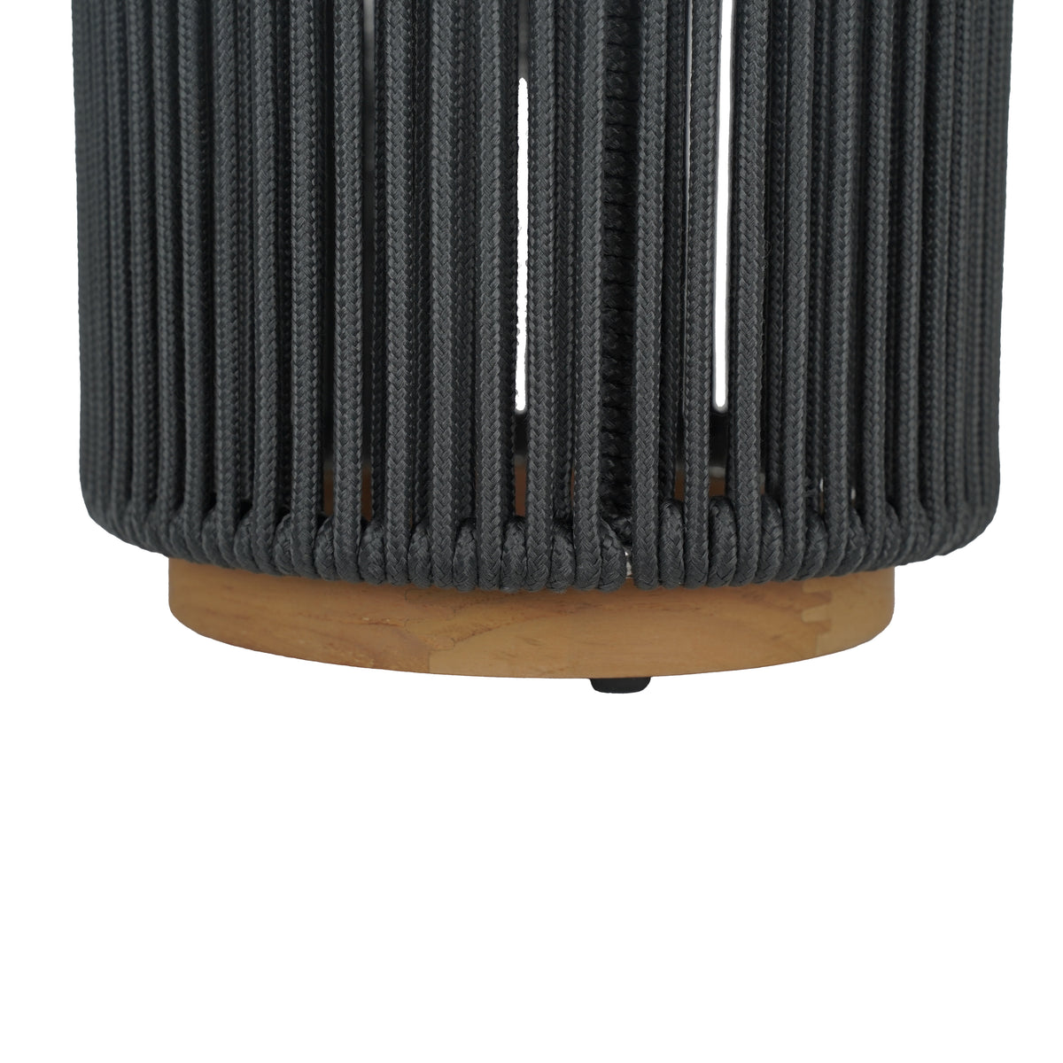LAMPADA DA ESTERNO SOLARE/RICARICABILE IN ACCIAIO, TEAK E CORDA - (BLACK - TAGLIA L)