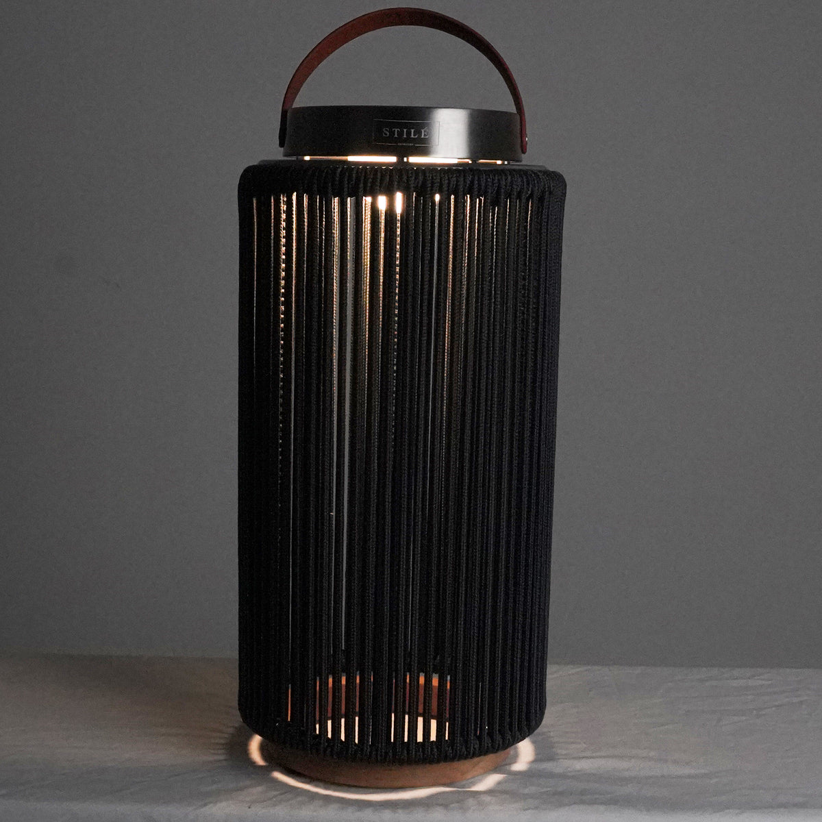 LAMPADA DA ESTERNO SOLARE/RICARICABILE IN ACCIAIO, TEAK E CORDA - (BLACK - TAGLIA L)