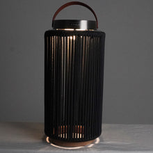 LAMPADA DA ESTERNO SOLARE/RICARICABILE IN ACCIAIO, TEAK E CORDA - (BLACK - TAGLIA L)