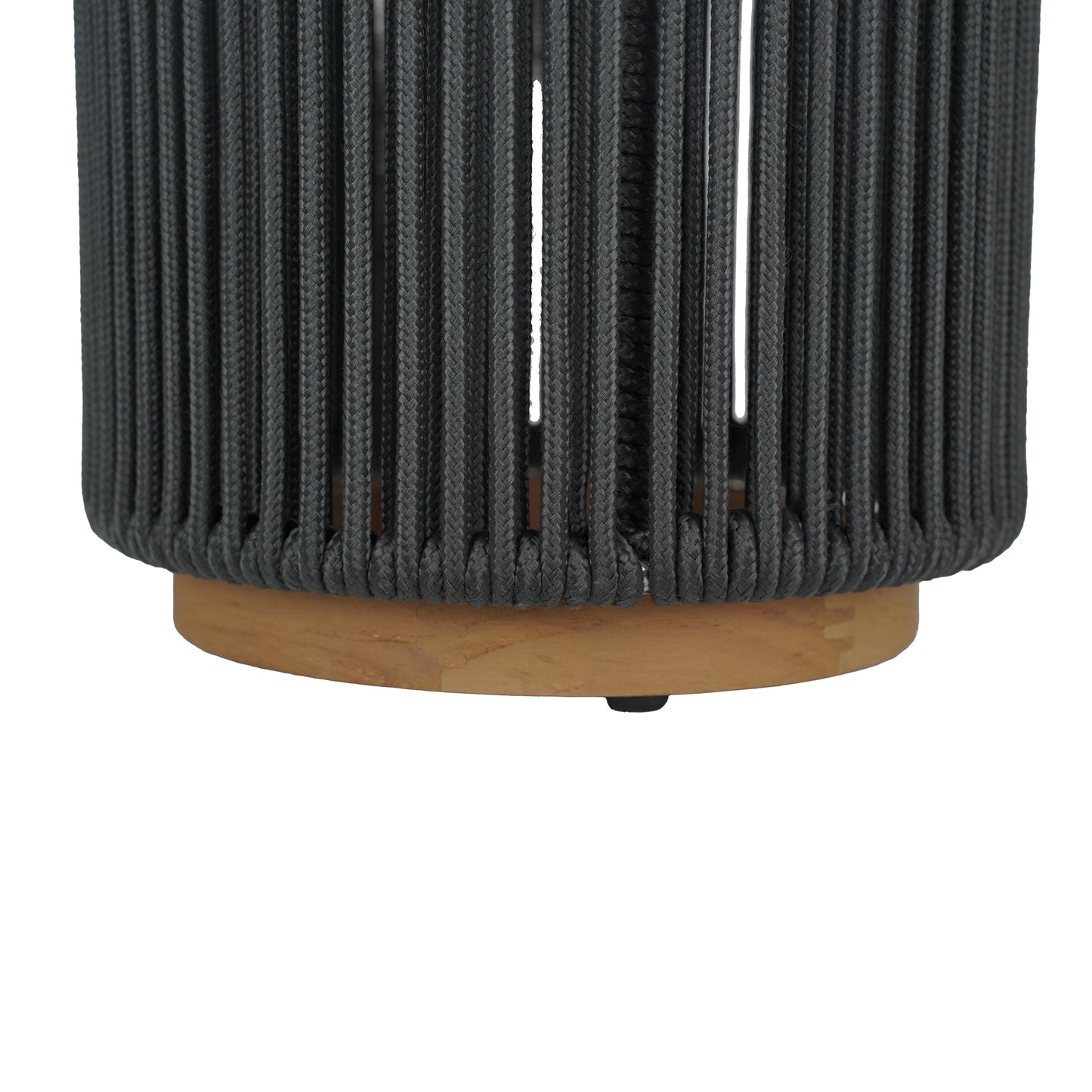 LAMPADA DA ESTERNO SOLARE/RICARICABILE IN ACCIAIO, TEAK E CORDA - (BLACK - TAGLIA S)