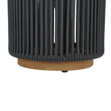 LAMPADA DA ESTERNO SOLARE/RICARICABILE IN ACCIAIO, TEAK E CORDA - (BLACK - TAGLIA S)