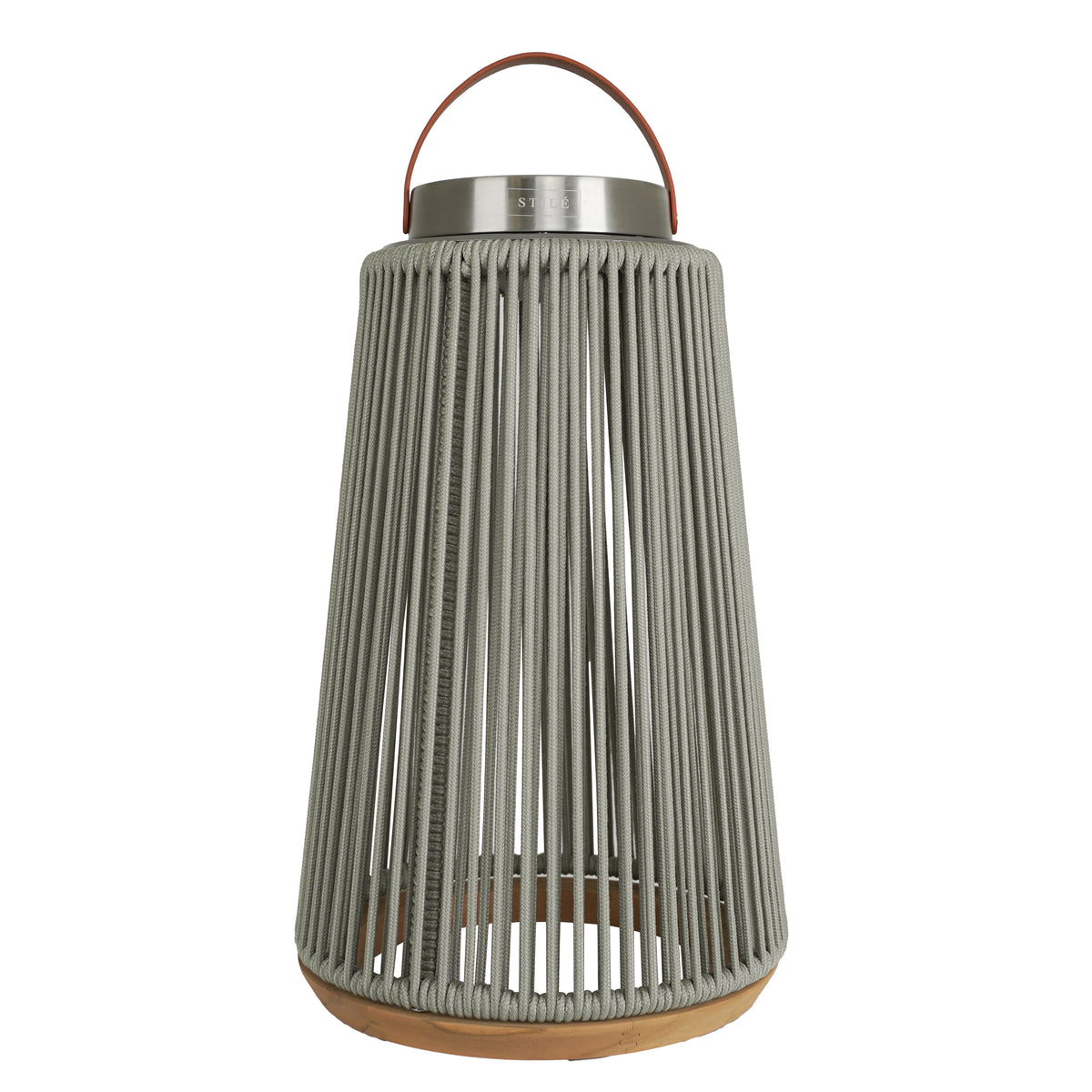 LAMPADA DA ESTERNO SOLARE/RICARICABILE IN ACCIAIO, TEAK E CORDA - (GREY - TAGLIA L)
