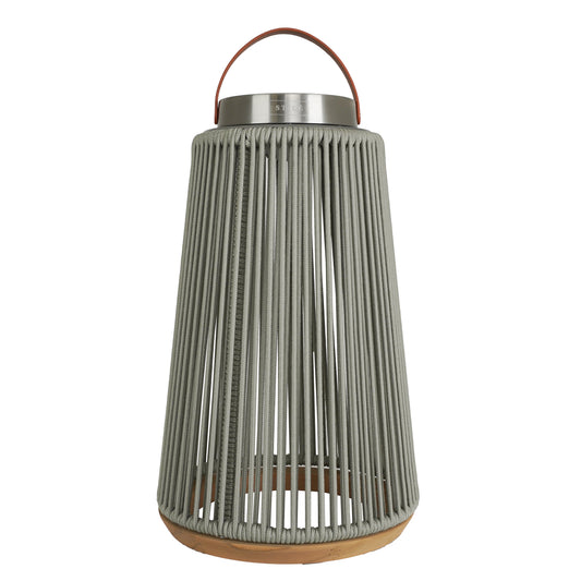 LAMPADA DA ESTERNO SOLARE/RICARICABILE IN ACCIAIO, TEAK E CORDA - (GREY - TAGLIA L)
