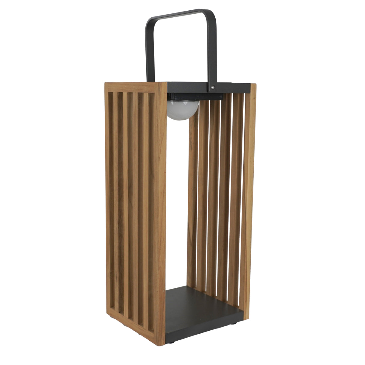 LAMPADA DA ESTERNO SOLARE/RICARICABILE IN ACCIAIO E TEAK - (TAGLIA L)