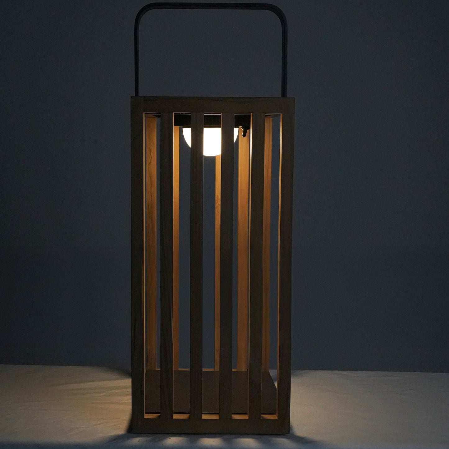 LAMPADA DA ESTERNO SOLARE/RICARICABILE IN ACCIAIO E TEAK - (TAGLIA L)