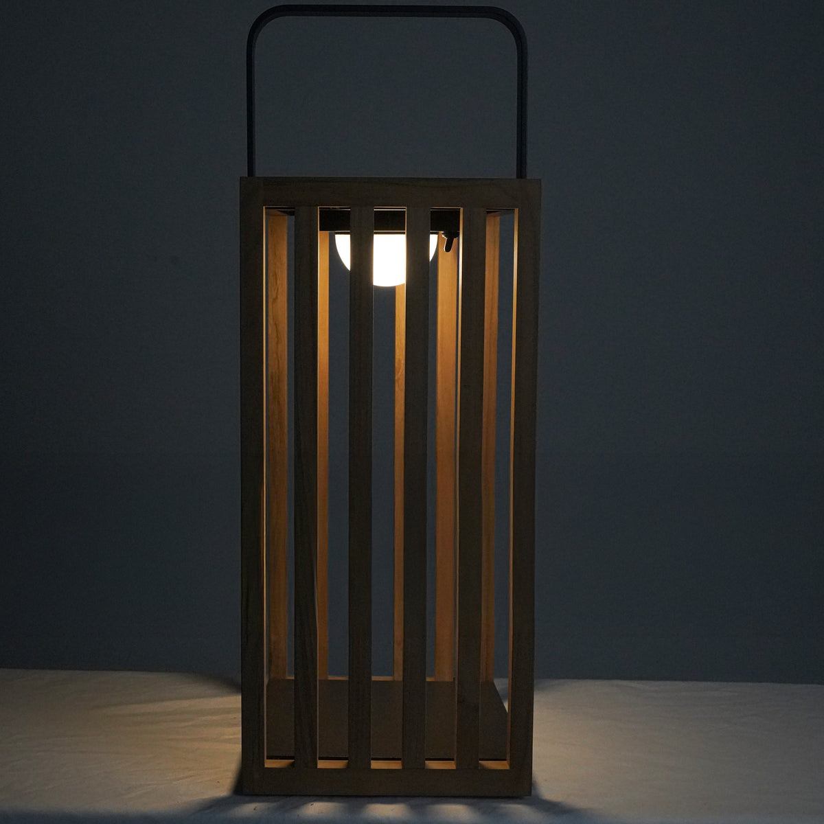 LAMPADA DA ESTERNO SOLARE/RICARICABILE IN ACCIAIO E TEAK - (TAGLIA L)