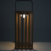 LAMPADA DA ESTERNO SOLARE/RICARICABILE IN ACCIAIO E TEAK - (TAGLIA L)