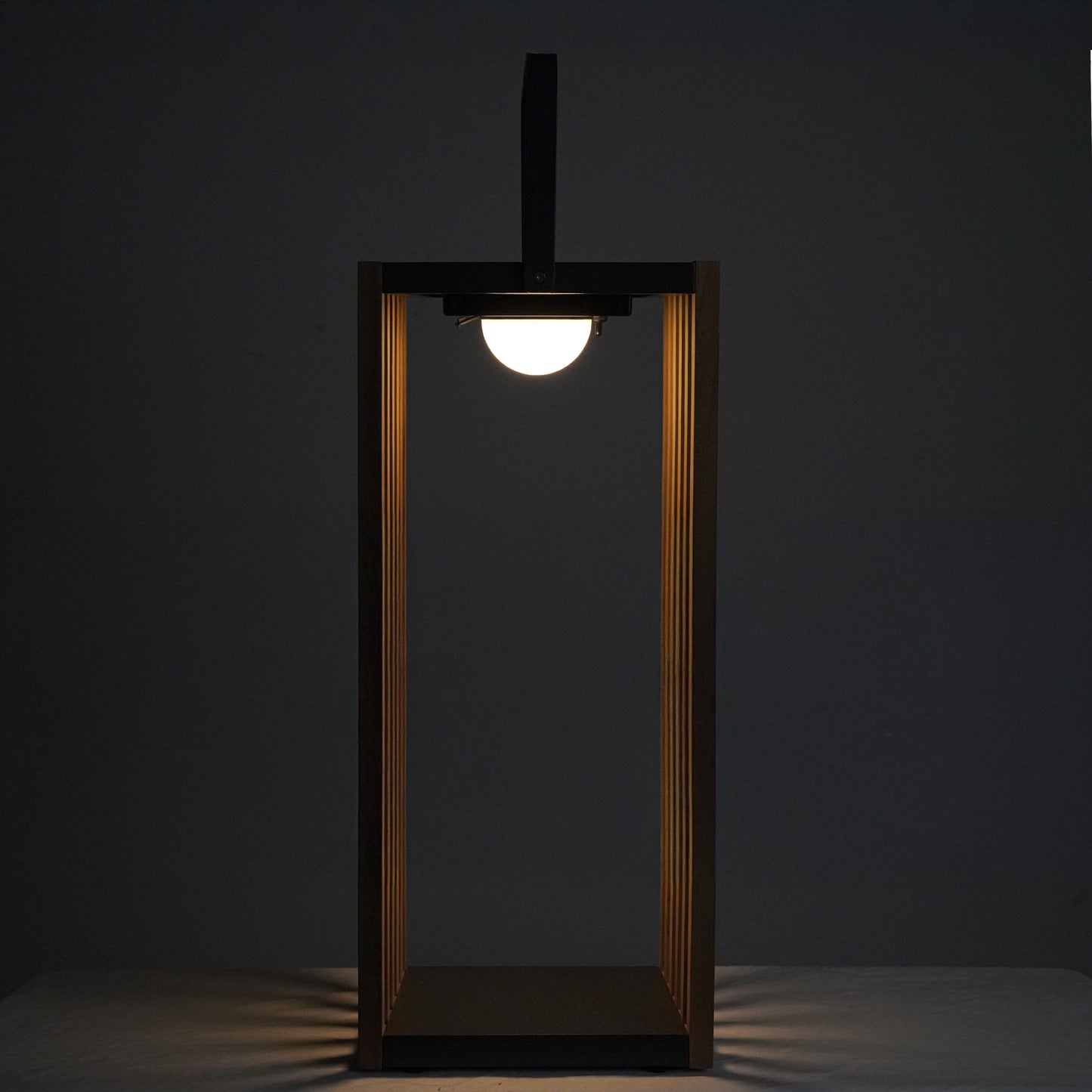 LAMPADA DA ESTERNO SOLARE/RICARICABILE IN ACCIAIO E TEAK - (TAGLIA L)