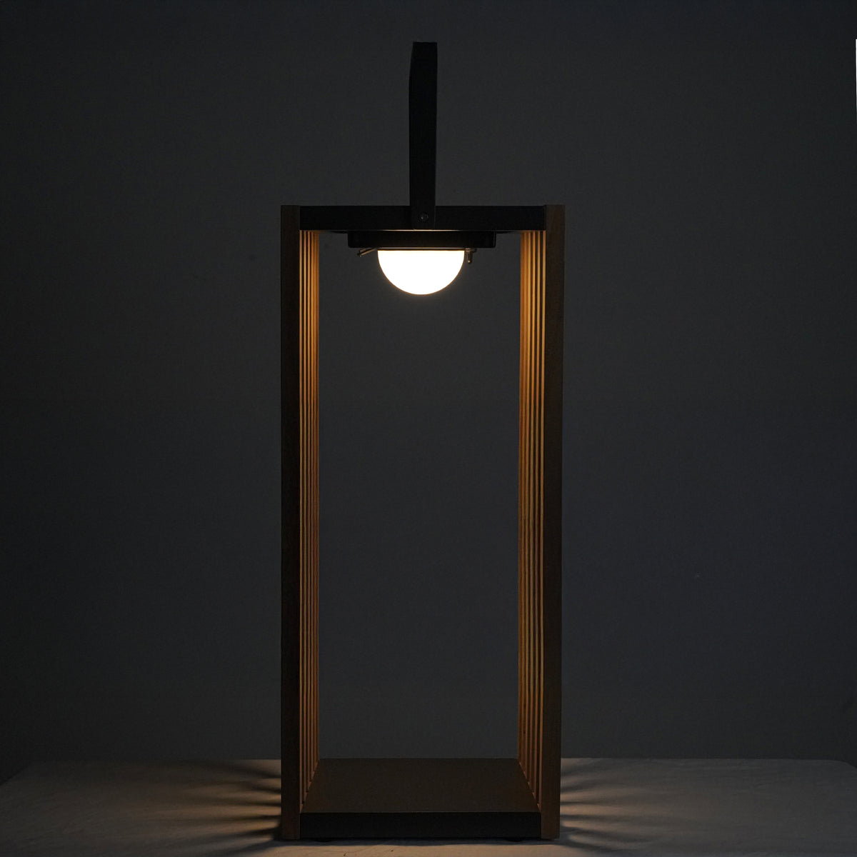 LAMPADA DA ESTERNO SOLARE/RICARICABILE IN ACCIAIO E TEAK - (TAGLIA L)