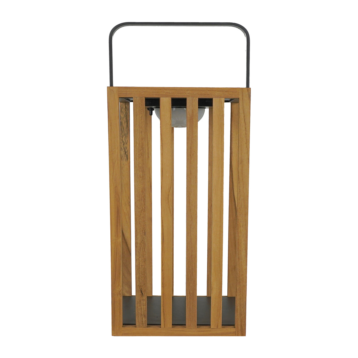 LAMPADA DA ESTERNO SOLARE/RICARICABILE IN ACCIAIO E TEAK - (TAGLIA S)