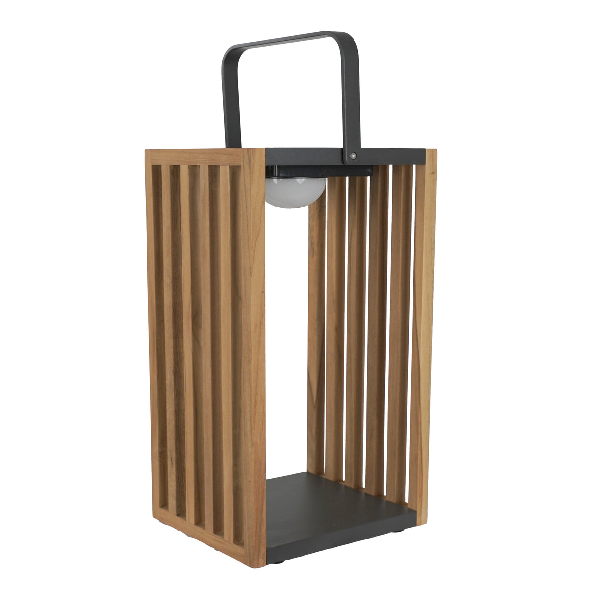 LAMPADA DA ESTERNO SOLARE/RICARICABILE IN ACCIAIO E TEAK - (TAGLIA S)