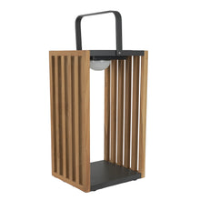 LAMPADA DA ESTERNO SOLARE/RICARICABILE IN ACCIAIO E TEAK - (TAGLIA S)