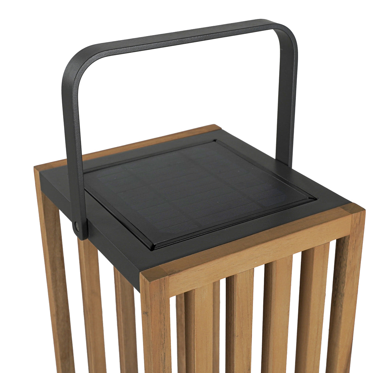 LAMPADA DA ESTERNO SOLARE/RICARICABILE IN ACCIAIO E TEAK - (TAGLIA S)