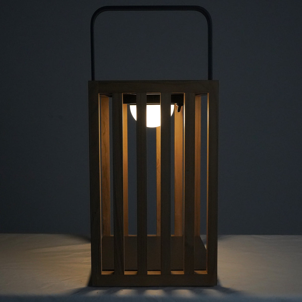 LAMPADA DA ESTERNO SOLARE/RICARICABILE IN ACCIAIO E TEAK - (TAGLIA S)
