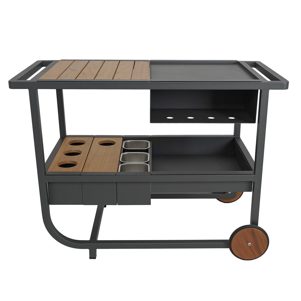 CARRELLO MULTIUSO DA ESTERNO IN ALLUMINIO E TEAK - TROLLEY