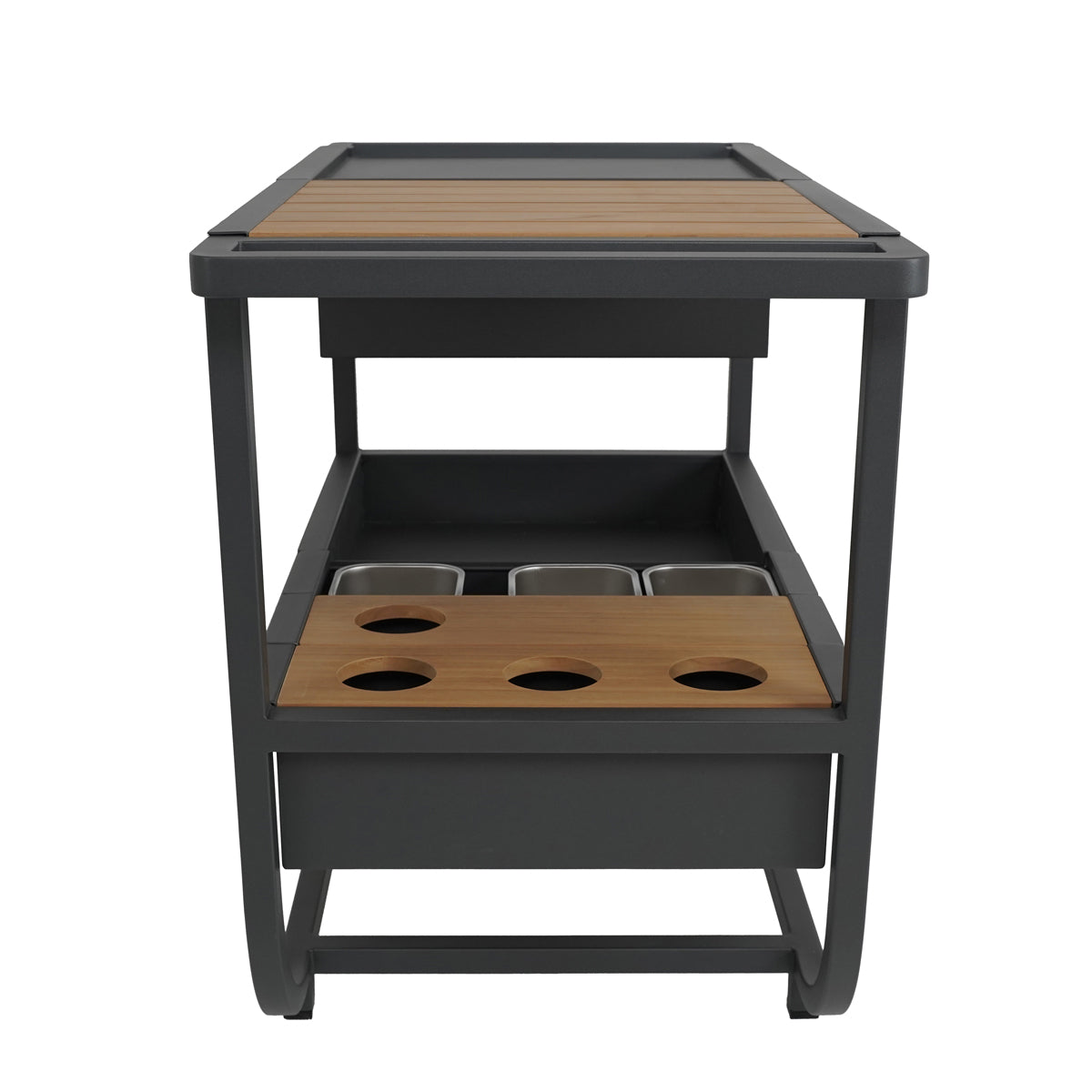 CARRELLO MULTIUSO DA ESTERNO IN ALLUMINIO E TEAK - TROLLEY