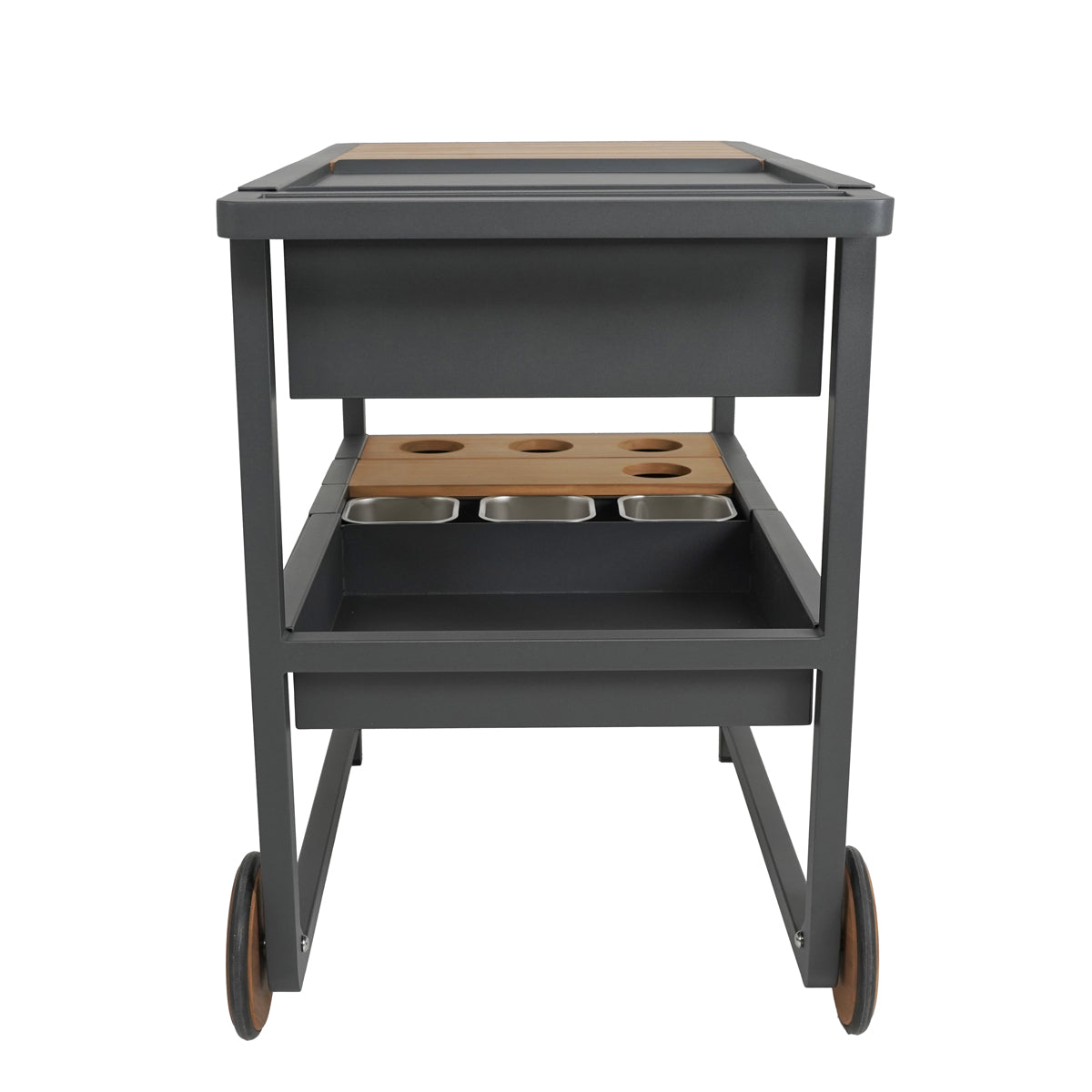CARRELLO MULTIUSO DA ESTERNO IN ALLUMINIO E TEAK - TROLLEY