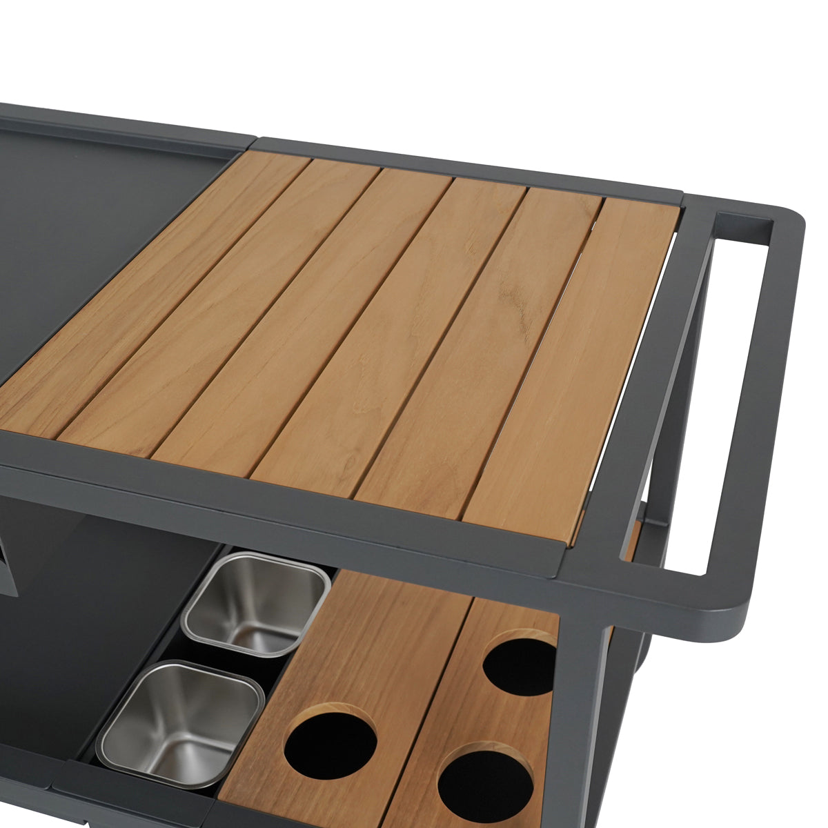 CARRELLO MULTIUSO DA ESTERNO IN ALLUMINIO E TEAK - TROLLEY