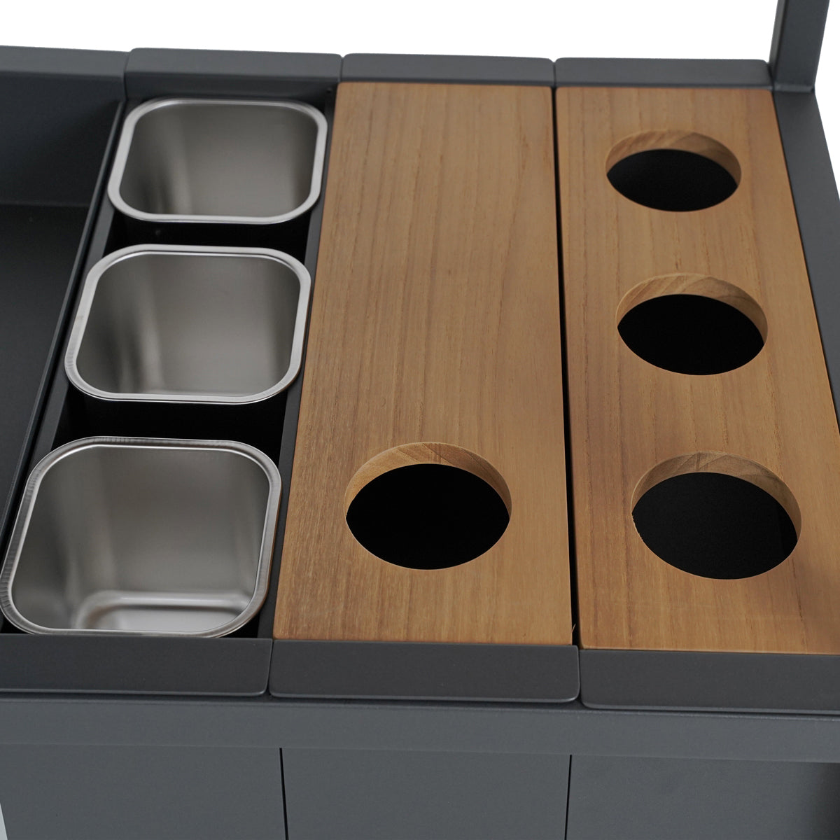 CARRELLO MULTIUSO DA ESTERNO IN ALLUMINIO E TEAK - TROLLEY
